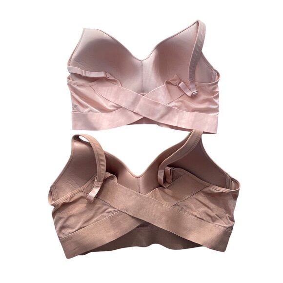 Rhonda Shear 2Pack Molded Cup Bra Wrap Back Plus Size 1X Pink Beige 606.3 - Picture 3 of 10